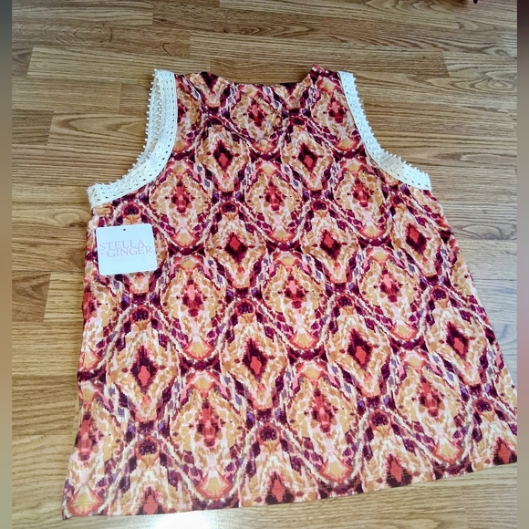 P** NWT Ladies Petite, Bright, Lace Trim Tank Top, PM, PXL, - Picture 7 of 9